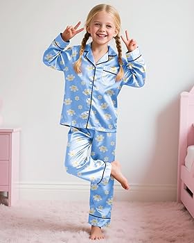 Amazon.com: Sylfairy Girls Rainbow Unicorn Satin Pajama Set